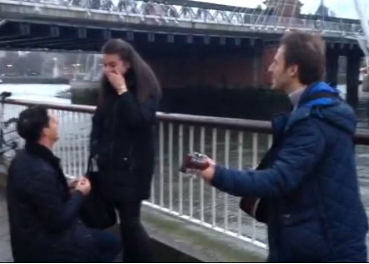 Performing for a proposal on the Southbank