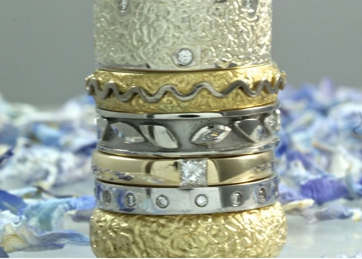 Stack of precious rings, made to order