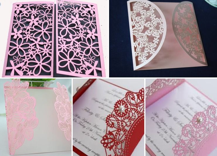 Pink and Red Laser Cut Invitation
