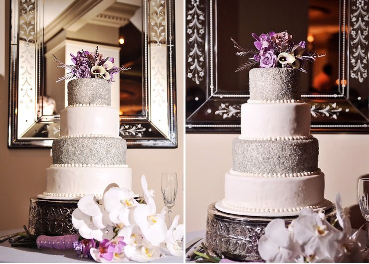 Silver Beaded Wedding Cake