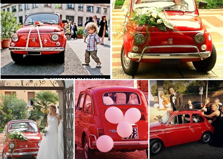 FIAT 500 old vintage car wedding in tuscany italy