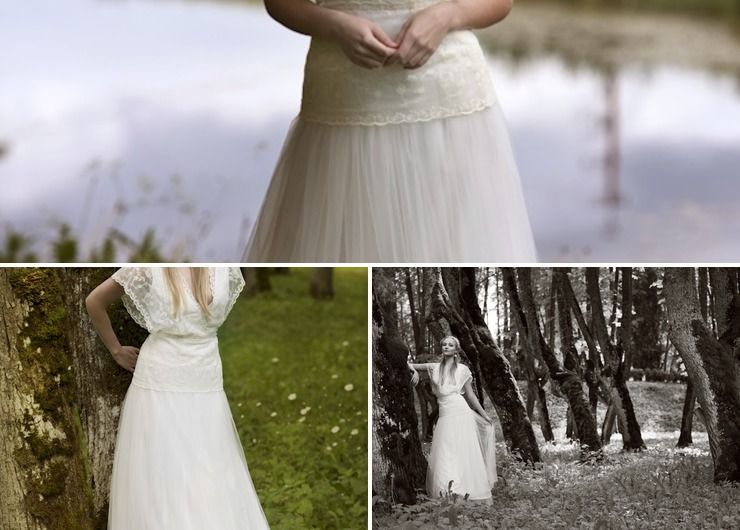 Vintage feel romantic lace wedding dress