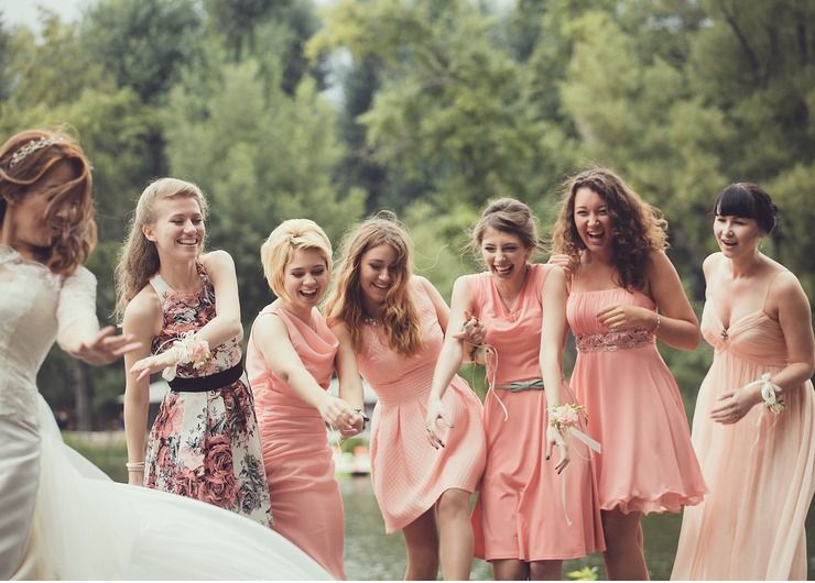 Pink bridesmaids