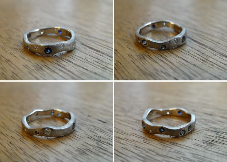 Recycled White Gold and Australian Sapphire and Diamond Everyday Ring