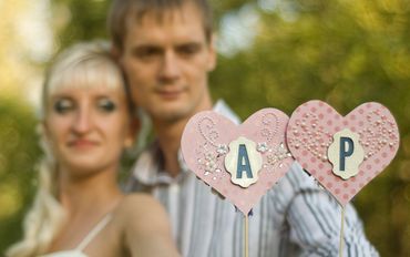 Pink wedding signs