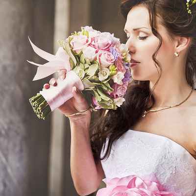 Pink eustoma wedding bouquet