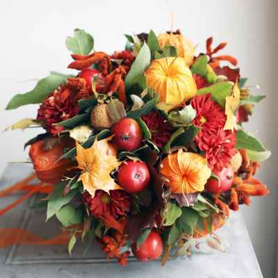 Autumn orange alternative wedding bouquet