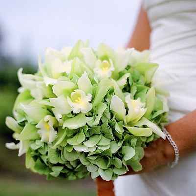 Green hydrangea wedding bouquet