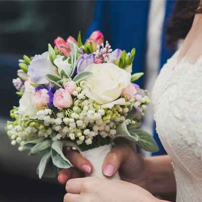 Pink friezes wedding bouquet