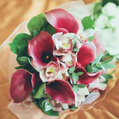 Pink orchid wedding bouquet