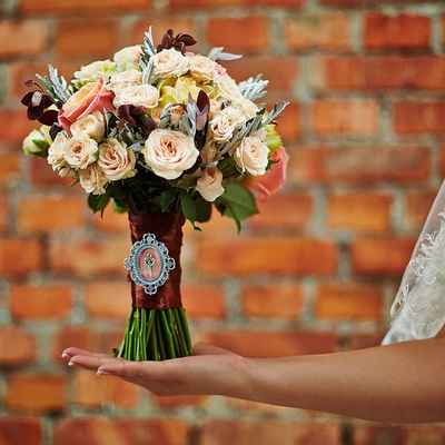 Vintage brown rose wedding bouquet