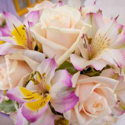 Pink alstroemeria wedding bouquet