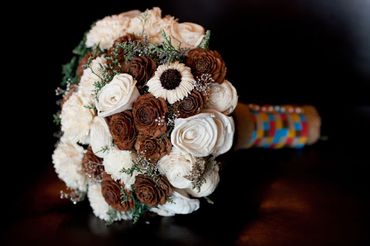 Winter brown rose wedding bouquet