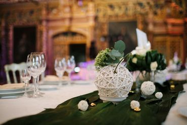 Green wedding reception decor