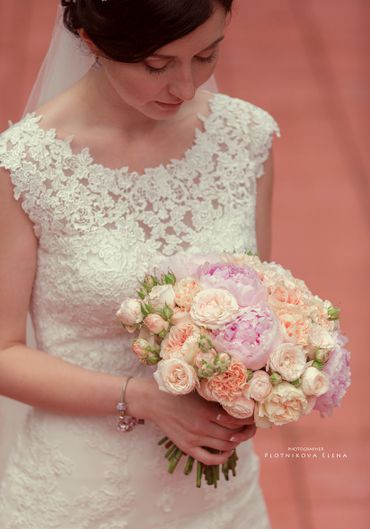 Pink peony wedding bouquet