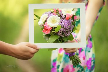 Purple gerbera wedding bouquet