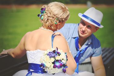 Blue long wedding hairstyles