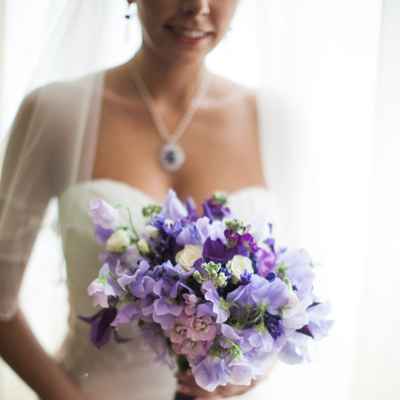 Purple vials wedding bouquet