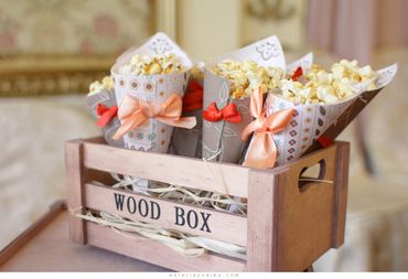 Rustic orange wedding reception decor