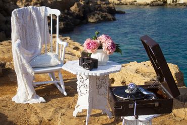 Vintage pink photo session decor