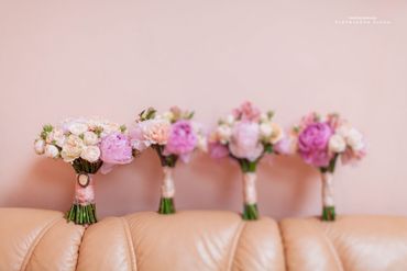 Pink rose wedding bouquet