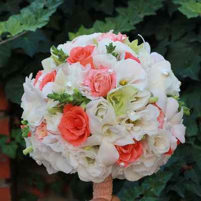 Pink eustoma wedding bouquet