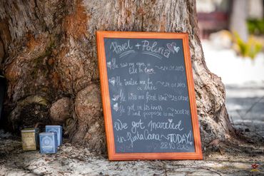 Brown wedding signs