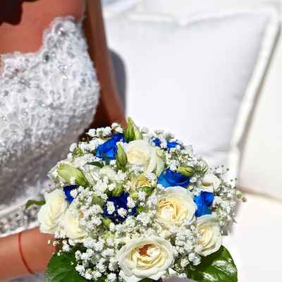 Blue eustoma wedding bouquet