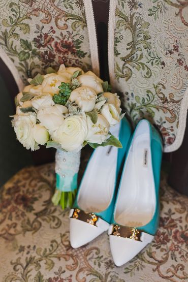 Blue wedding shoes