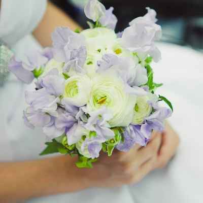 Purple vials wedding bouquet