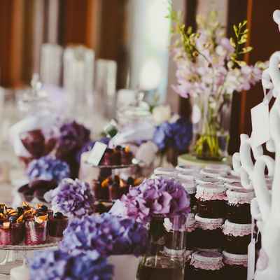French purple wedding reception decor