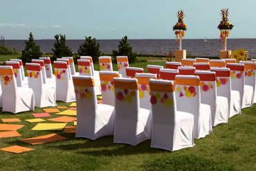 Yellow wedding ceremony decor