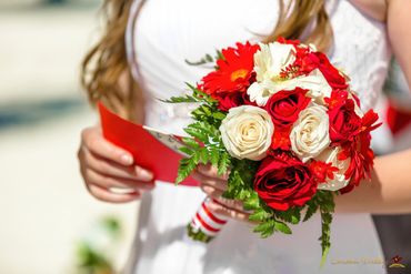 Red rose wedding bouquet