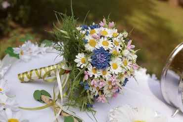 Summer pink daisy wedding bouquet