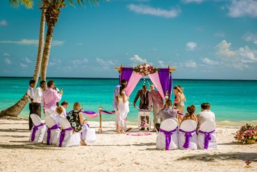 Beach pink wedding ceremony decor