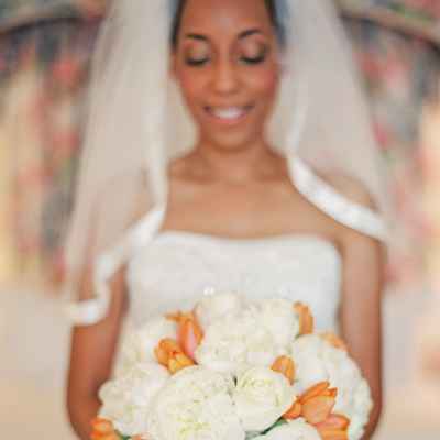 Orange tulip wedding bouquet