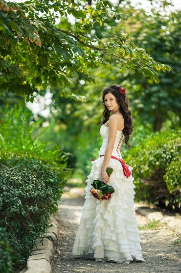 Red corset wedding dresses