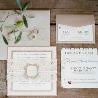 Mediterranean ivory wedding invitations