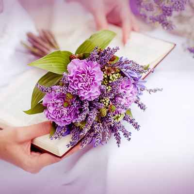 Purple carnation wedding bouquet