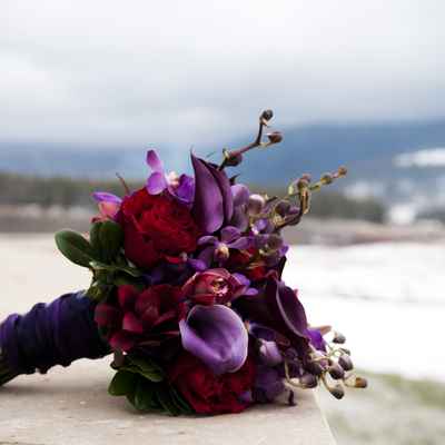Purple calla wedding bouquet