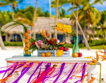 Beach purple photo session decor