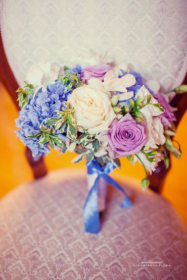 Pink hydrangea wedding bouquet