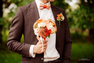 Orange aster wedding bouquet