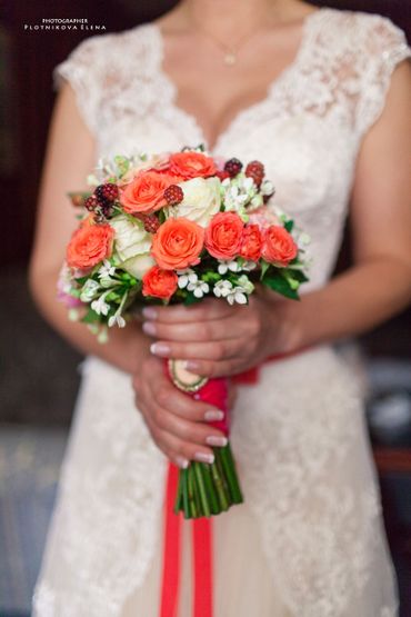 Red rose wedding bouquet