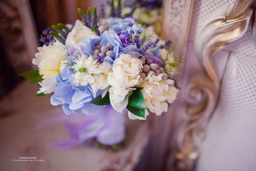 Blue peony wedding bouquet