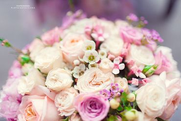 Pink rose wedding bouquet