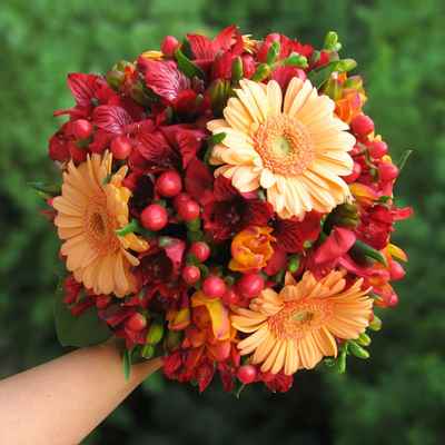 Orange alstroemeria wedding bouquet