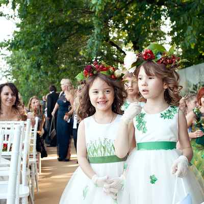 Green kids at wedding