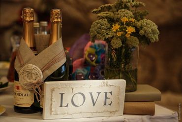 Brown wedding signs