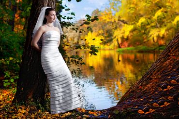 Autumn long wedding dresses